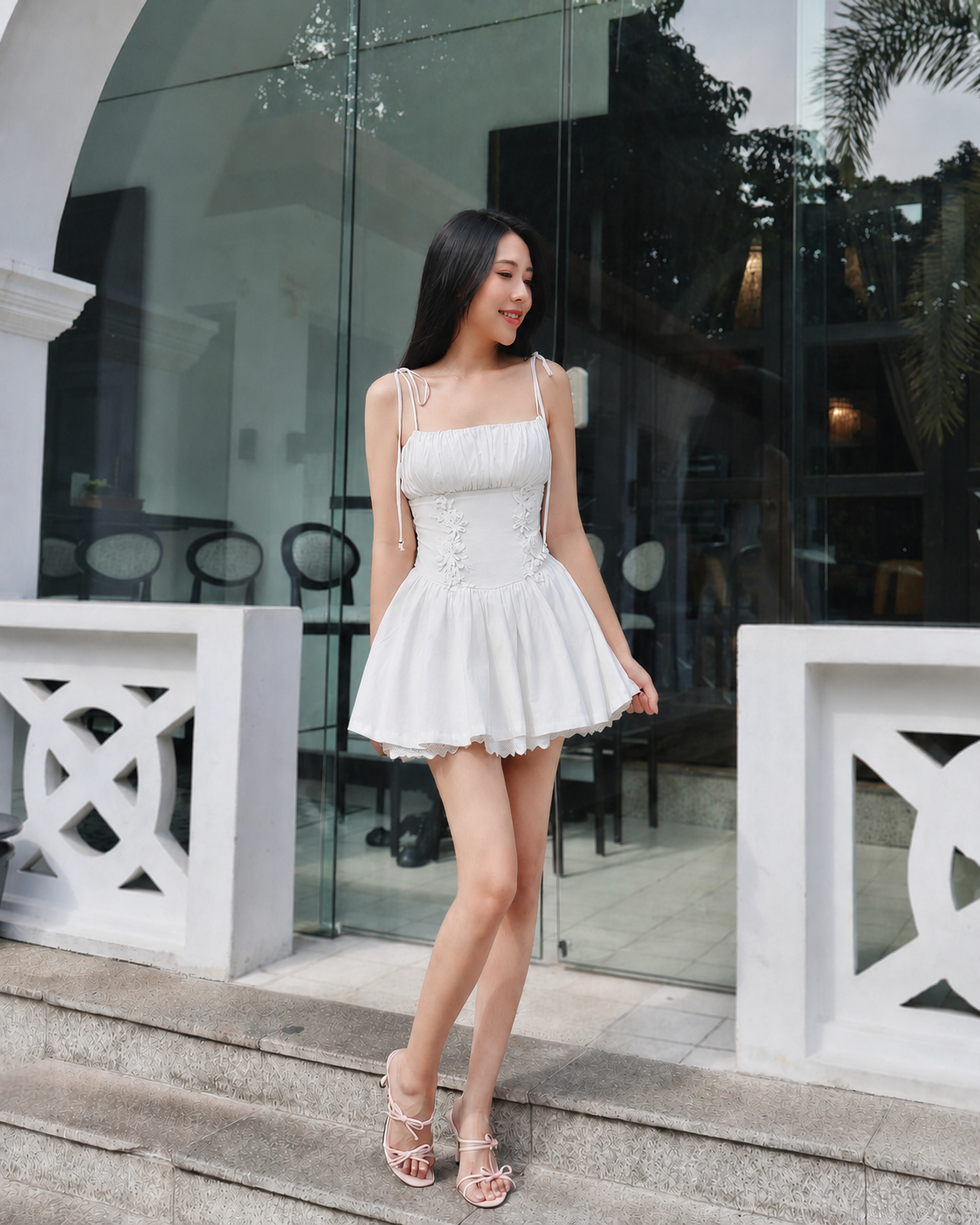 (PO) Fioré Corset Lace Dress - White