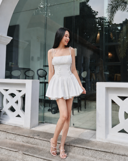 (PO) Fioré Corset Lace Dress - White