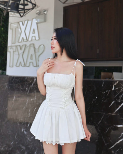 (PO) Fioré Corset Lace Dress - White